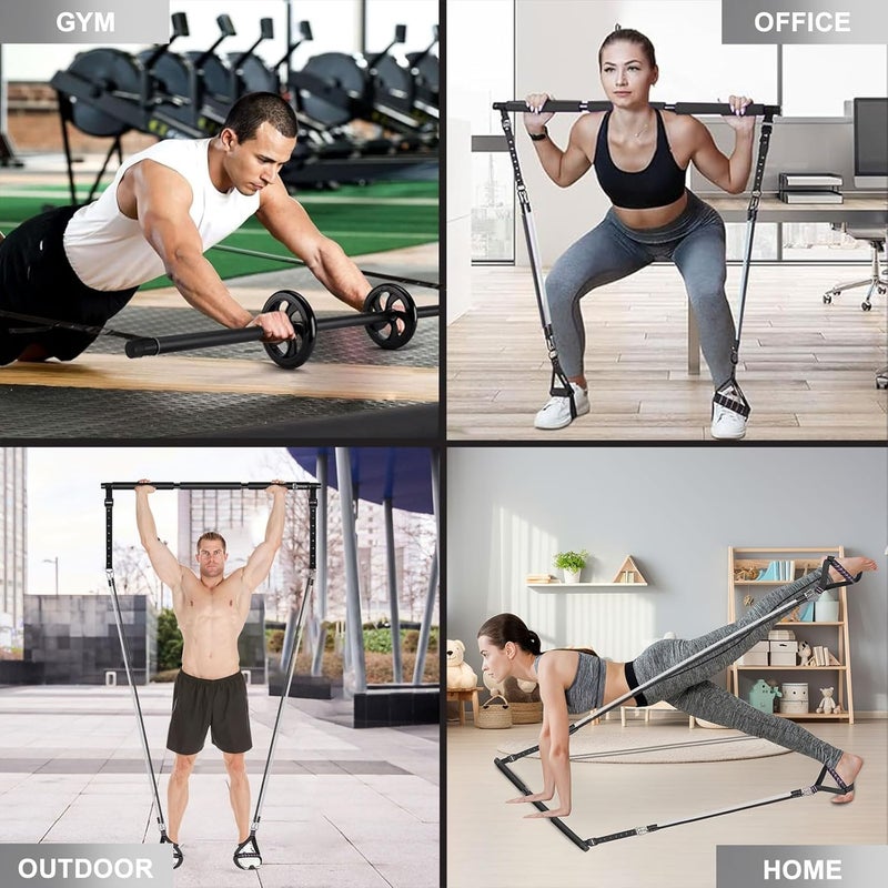 Bbtops Pilates Bar Kit with Resistance Bands,Ab Roller,2 in 1 Foot Strap & Handle,Door Anchor Pilates Equipment with Resistance Bands, Portable Home Gym Yoga Fitness Bar for Women & Men - Image 3